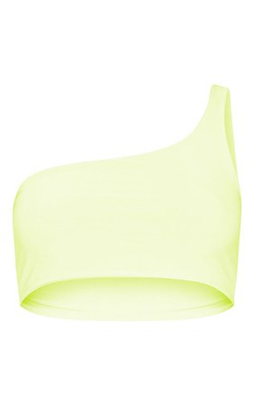 Neon Yellow One Shoulder Crop Top | PrettyLittleThing
