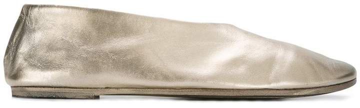 metallic ballerina shoes
