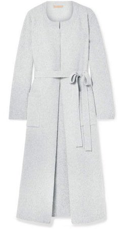 Koffi Ribbed Wool And Cashmere-blend Coat - Light gray