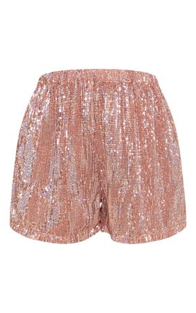 Rose Gold Sequin Shorts | Swimwear | PrettyLittleThing USA