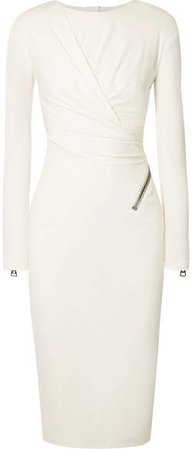 Ruched Jersey Midi Dress - White