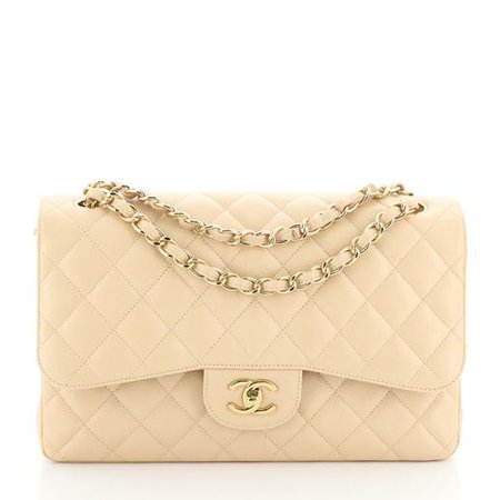 Chanel Classic Double Flap Bag Quilted Caviar Jumbo Neutral 518951 – Rebag