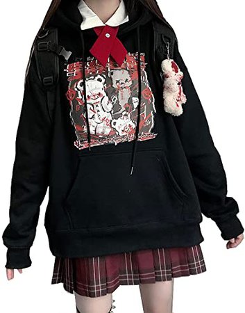 Japanese Style Harajuku Pastel Goth Soft Thicken Cotton Kawaii Bloody Bear Hoodie : Clothing, Shoes & Jewelry