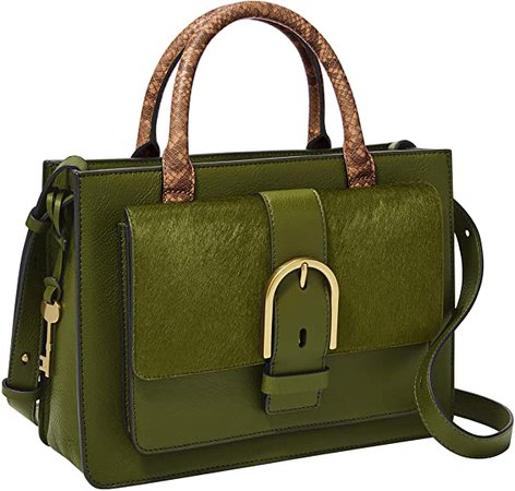 Amazon.com: Fossil Women's Wiley Leather Satchel Handbag, Brown: Shoes