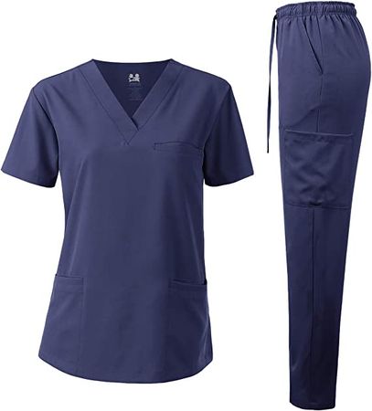 Medical Uniform Unisex 4-Way Stretch Scrubs Set Medical Scrubs Top and Pants