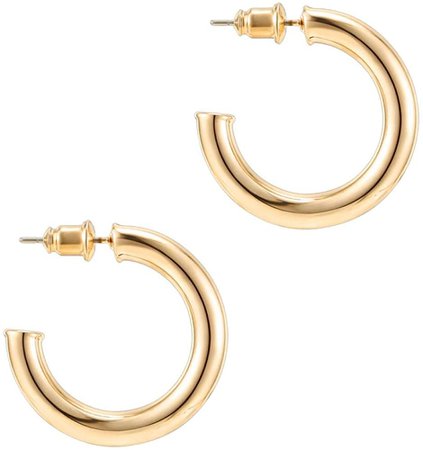 Amazon.com: PAVOI 14K Yellow Gold Colored Lightweight Chunky Open Hoops | 30mm Yellow Gold Hoop Earrings for Women: Clothing, Shoes & Jewelry