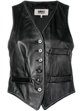 Mm6 Maison Margiela cropped leather waistcoat £635 - Shop SS19 Online - Fast Delivery, Free Returns
