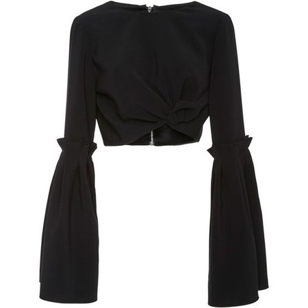 Christian Siriano Tie Box Pleat Cropped Top