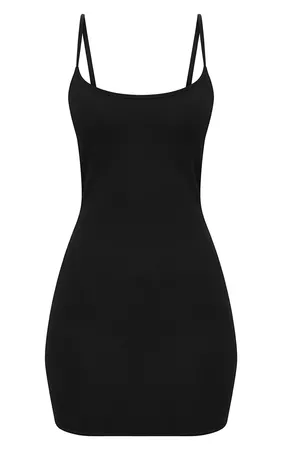Black Square Neck Spaghetti Strap Bodycon Dress. Dresses | PrettyLittleThing