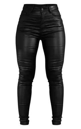 Black 5 Pocket Coated Skinny Jean | PrettyLittleThing USA