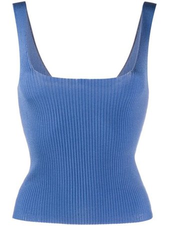 Shop blue Sandro Paris ribbed knit cropped vest top with Express Delivery - Farfetch