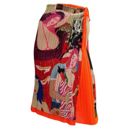 Issey Miyake Skirt With Art Illustration Print For Sale at 1stDibs
