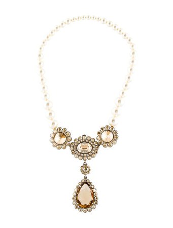 Miu Miu Faux Pearl & Crystal Collar Necklace - Necklaces - MIU79507 | The RealReal