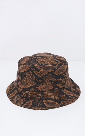 Brown Snake Print Bucket Hat | Accessories | PrettyLittleThing