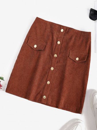 [29% OFF] 2020 Corduroy Button Fly Mini Skirt In COFFEE | ZAFUL