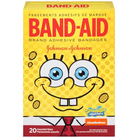 Band-Aid Brand Adhesive Bandages, SpongeBob SquarePants, for Kids, Assorted Sizes, 20 Count - Walmart.com - Walmart.com