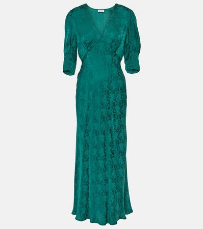 Zadie Floral Jacquard Crepe Midi Dress in Green - Rixo | Mytheresa