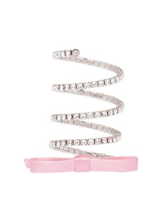 Shop pink Miu Miu wrap-around crystal bow-detail bracelet with Express Delivery - Farfetch