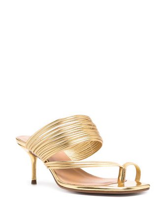 Shop gold Aquazzura strappy sandals with Express Delivery - Farfetch