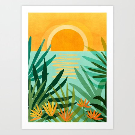 Peaceful Tropics / Sunset Landscape Art Print by kristiangallagher | Society6