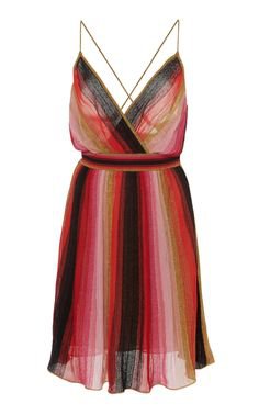 Vertical Stripe V Front Jacquard Short Dress