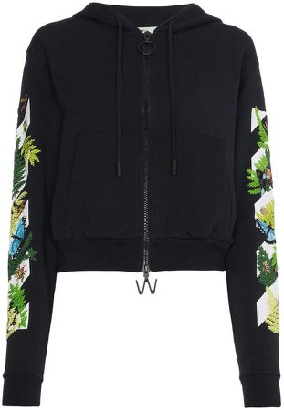floral embroidered hoodie