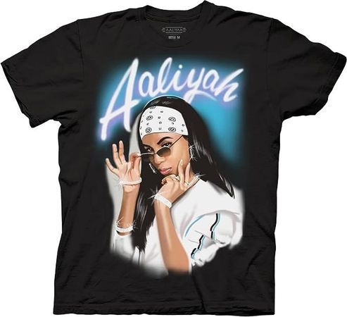 Amazon.com: Ripple Junction Aaliyah Airbrush Bandana Photo Adult Music T-Shirt Officially Licensed : Clothing, Shoes & Jewelry