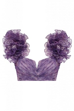 Voluminous Shouldered Organza Bustier - Haleia Couture