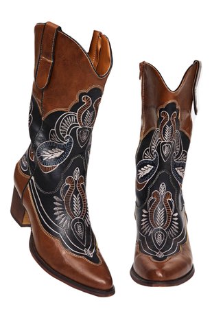 Brown & Black Western Boots (edit by alldressedupbutnowheretogo)