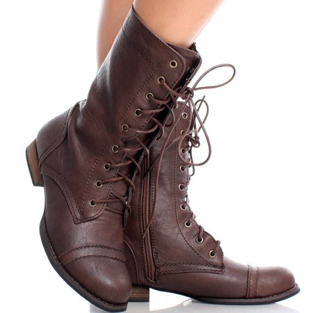 Brown Womens Combat Boots - Boot Yc