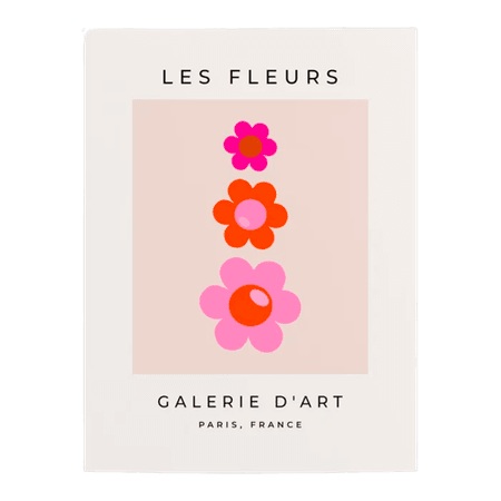 Les Fleurs | 01 - Abstract Retro Floral, Pink And Orange Print Preppy Flowers Poster