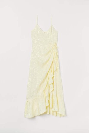 Jacquard-weave Wrap Dress - Yellow