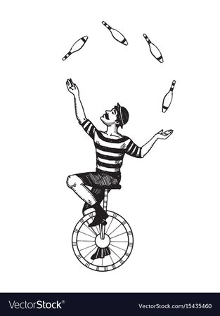 Circus juggler engraving Royalty Free Vector Image