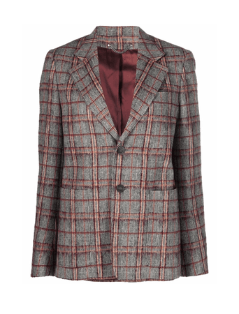 Golden Goose grey red plaid-check single-breasted blazer