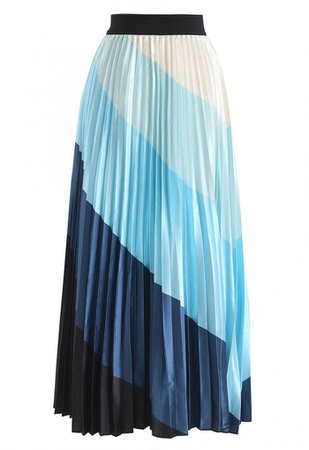 Drama in Color Stripe Pleated Maxi Skirt in Blue - Skirt - BOTTOMS - Retro, Indie and Unique Fashion