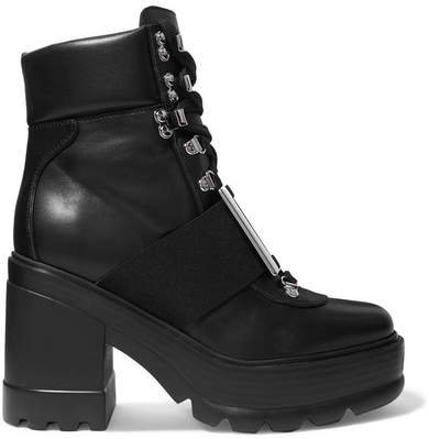 Utility Embellished Leather Ankle Boots - Black