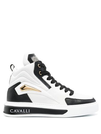 Roberto Cavalli Tiger Tooth Panelled colour-block high-top Sneakers - Farfetch