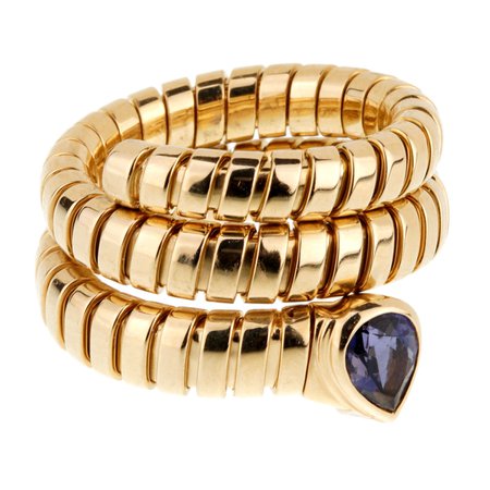 Bulgari Tubogas Gold Iolite Ring | Opulent Jewelers