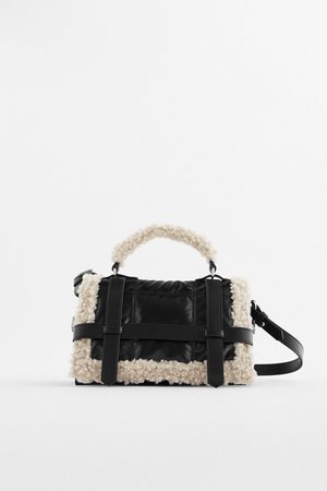 QUILTED CITY BAG WITH FAUX SHEARLING | ZARA United Kingdom