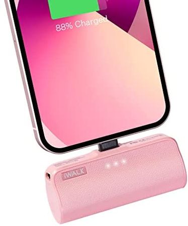 Amazon.com: iWALK Mini Portable Charger for iPhone with Built in Cable[Upgraded], 3350mAh Ultra-Compact Power Bank Small Battery Pack Charger Compatible with iPhone 13/12/12 Pro Max/11 Pro/8/7 Airpods,Pink : Cell Phones & Accessories