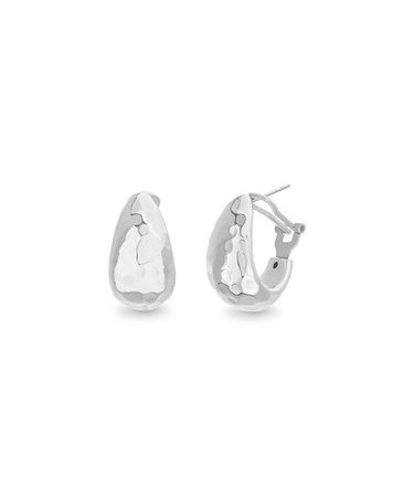 Willowbird Sterling Silver J-Shaped Hammered Omega Huggie Earrings | Zulily
