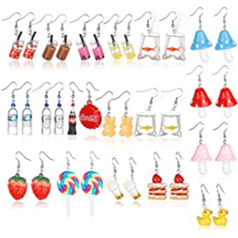 Amazon.com: Funny Drop Dangle Earrings Fruit Bottle Earrings Set Unique Personalized Bohemian Fashion Drop Earrings Jewelry Gift for Women Teen Girls (18 Pairs- fun earrings): Clothing, Shoes & Jewelry