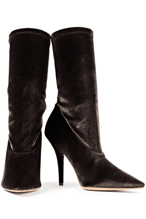 Yeezy Stretch-velvet Sock Boots In Dark Brown | ModeSens
