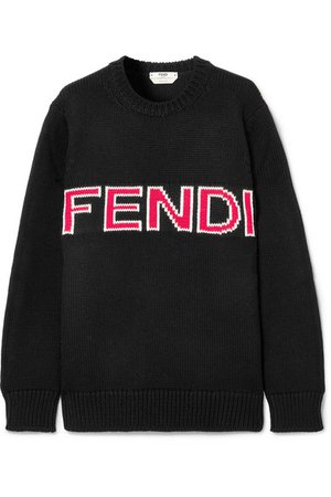 Fendi | Intarsia fleece wool sweater | NET-A-PORTER.COM