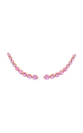 18k Rose Gold Pink Sapphire Floating Diamond Single Earring By Anita Ko | Moda Operandi