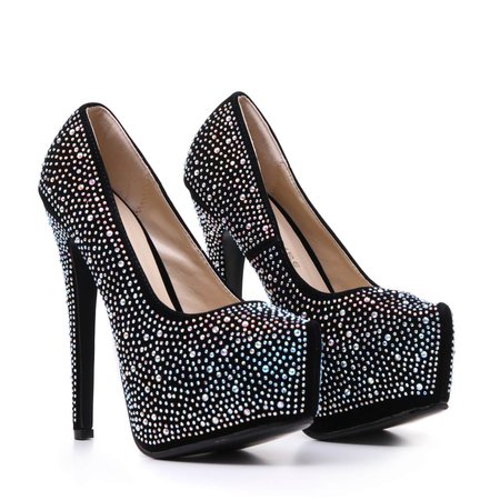 Black Diamante Embellished Hidden Platform High Heels – KOI footwear