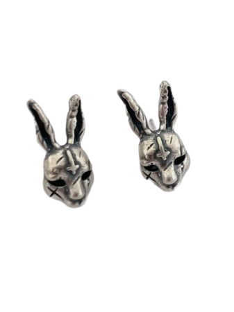 demon silver rabbit earrings studs jewelry