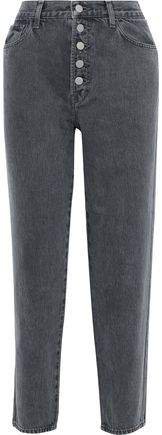 Heather Cropped High-rise Straight-leg Jeans