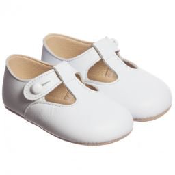 Early Days - White Leather 'Alex' Pre-Walker Shoes | Childrensalon