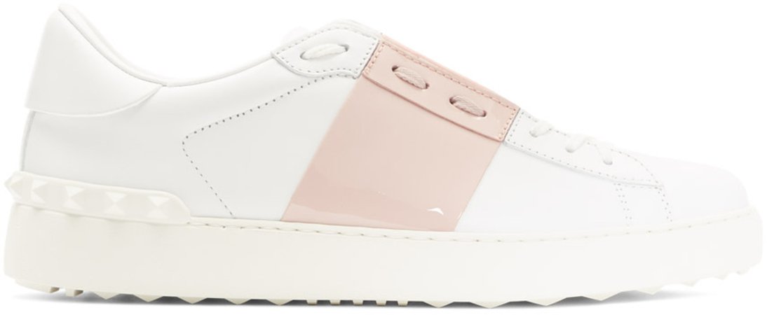 Valentino White & Pink Valentino Garavani Open Sneakers